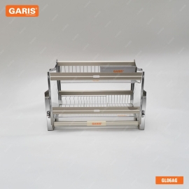 Giá bát đĩa nâng hạ cơ, bằng nhôm màu champagne + full inox 304 GL06.90AG