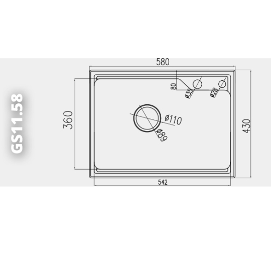 Chậu rửa 1 hố nhỏ GS11.58