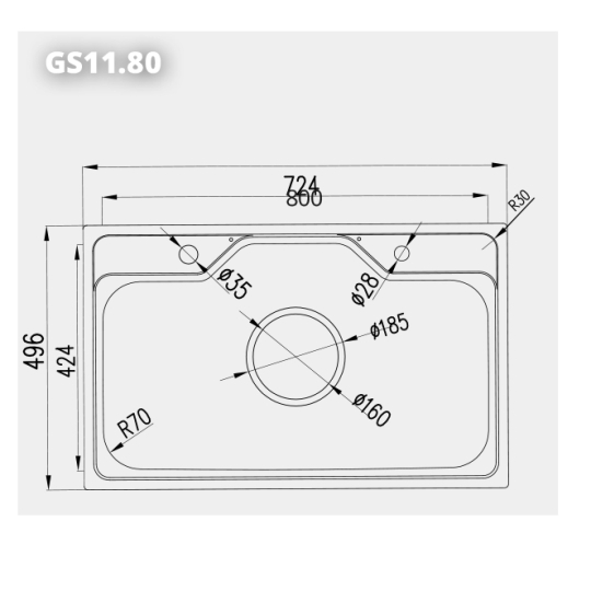Chậu rửa 1 hố to kiểu nhật GS11.80