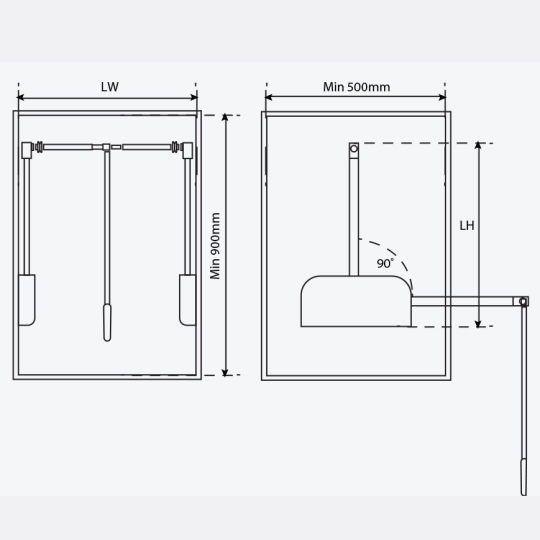 Suốt nâng hạ treo quần áo cơ, chiều rộng vượt tiêu chuẩn GW34GM
