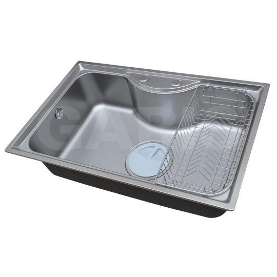 Chậu rửa 1 hố GS15.80 Chậu rửa 1 hố to kiểu Nhật Bản, inox 304, bề mặt điện hóa xước mờ, kèm bộ xả siphon và 01 rổ ráo nước inox 304 Bảo hành gỉ chậu 10 năm, linh kiện 2 năm Thương hiệu: GarisMã SP:GS15.80