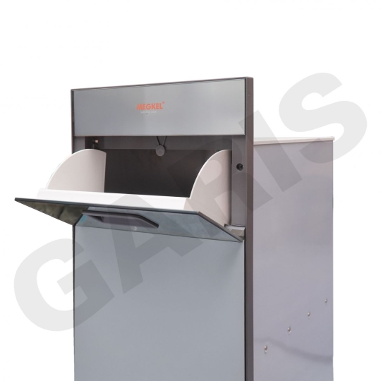 Thùng gạo mặt gương, 01 khoang, thùng inox 304, nút nhấn thẳng MR08M Tải trọng 15kg, viền nhựa ABS