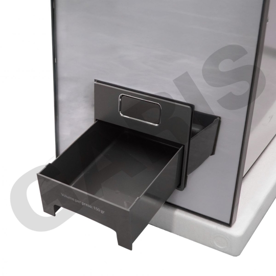 Thùng gạo mặt gương, 01 khoang, thùng inox 304, nút nhấn thẳng MR08M Tải trọng 15kg, viền nhựa ABS