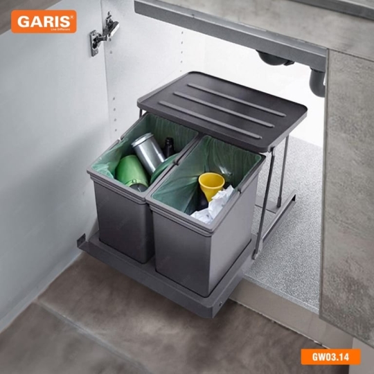 Thùng rác đôi, cánh mở, 14L GW03.14