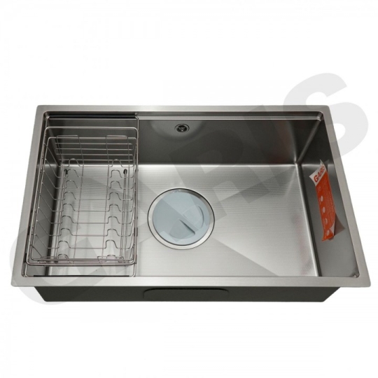 Chậu rửa 1 hố âm bàn đá GS11.76D Inox 304, bề mặt vân LinenShield-X™ Ultra Defense chống xướ