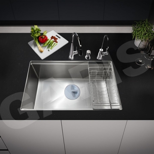 Chậu rửa 1 hố âm bàn đá GS11.87D Inox 304, bề mặt vân LinenShield-X™ Ultra Defense chống xước